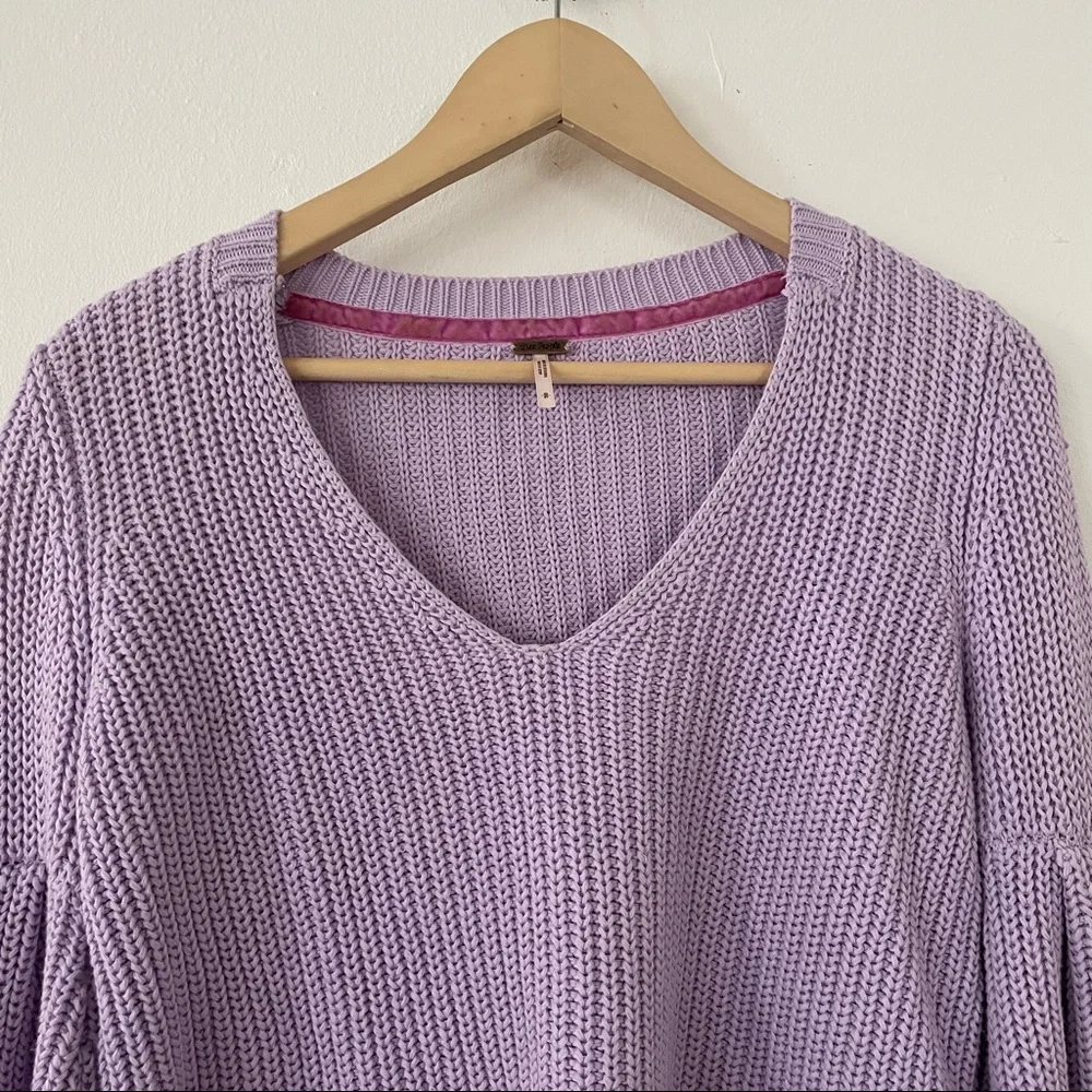 Free People Damsel Bell Sleeve Cropped Sweater Oversized - Picture 2 of 6